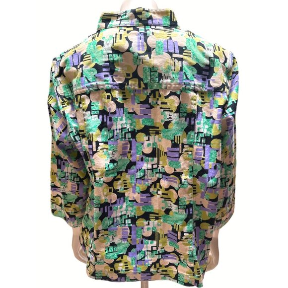 Christopher & Banks Abstract Stretch Button Up Jacket Size L - Picture 4 of 10